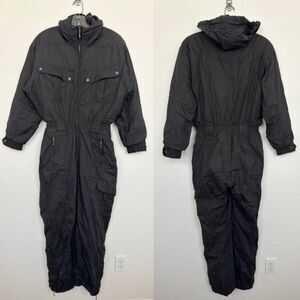 Obermeyer L'Hiver Snowsuit Hooded Vintage Black Full Zip Snowboard Ski Womens 10